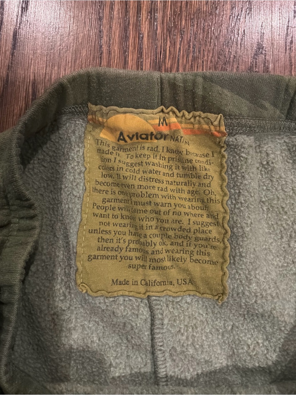 Aviator Nation Olive Green Camo Kids Sweatpants with Rainbow Patch - Picture 4 of 5